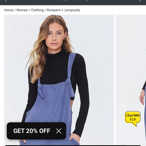 Forever 21 nwt twill overalls Grey blue small - Picture 2 of 9